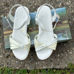 SAS White Strappy Sandals with Flat Sole